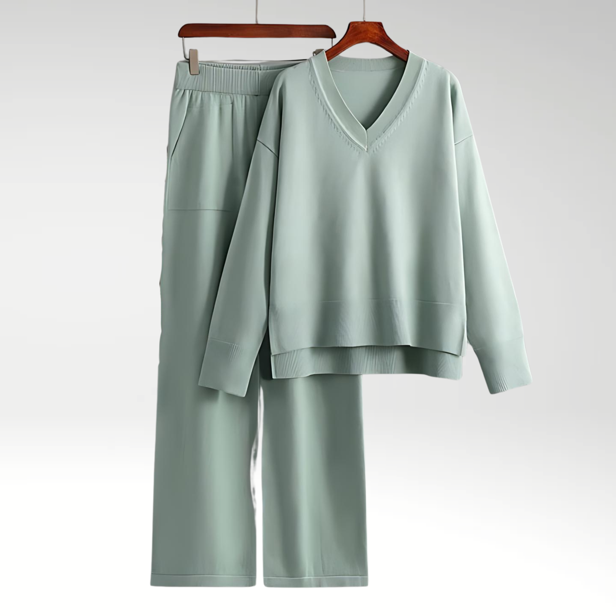 Carol | Elegant V-Neck Luxe Two-Piece Set