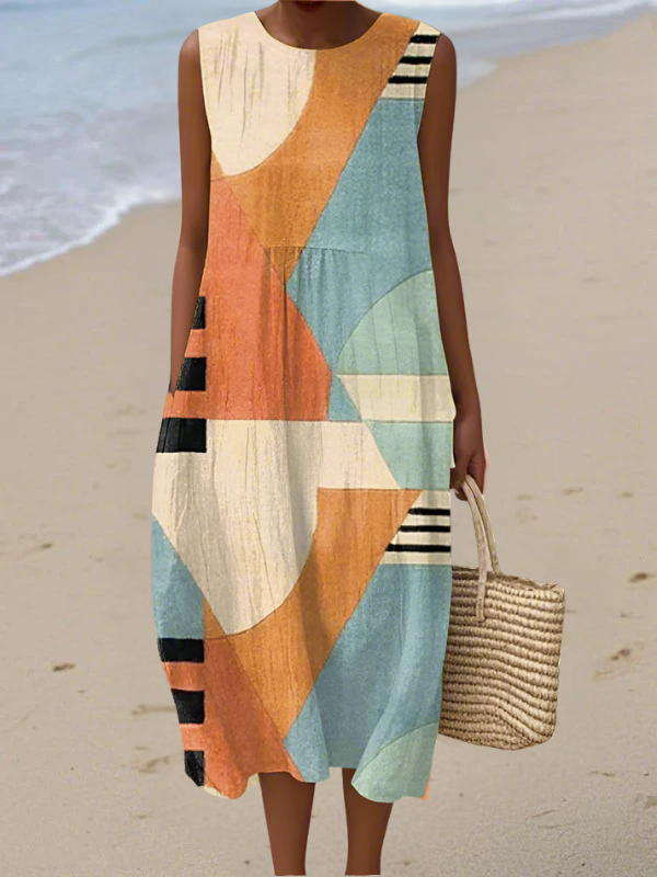 Iris™ Geometric Print Midi Dress