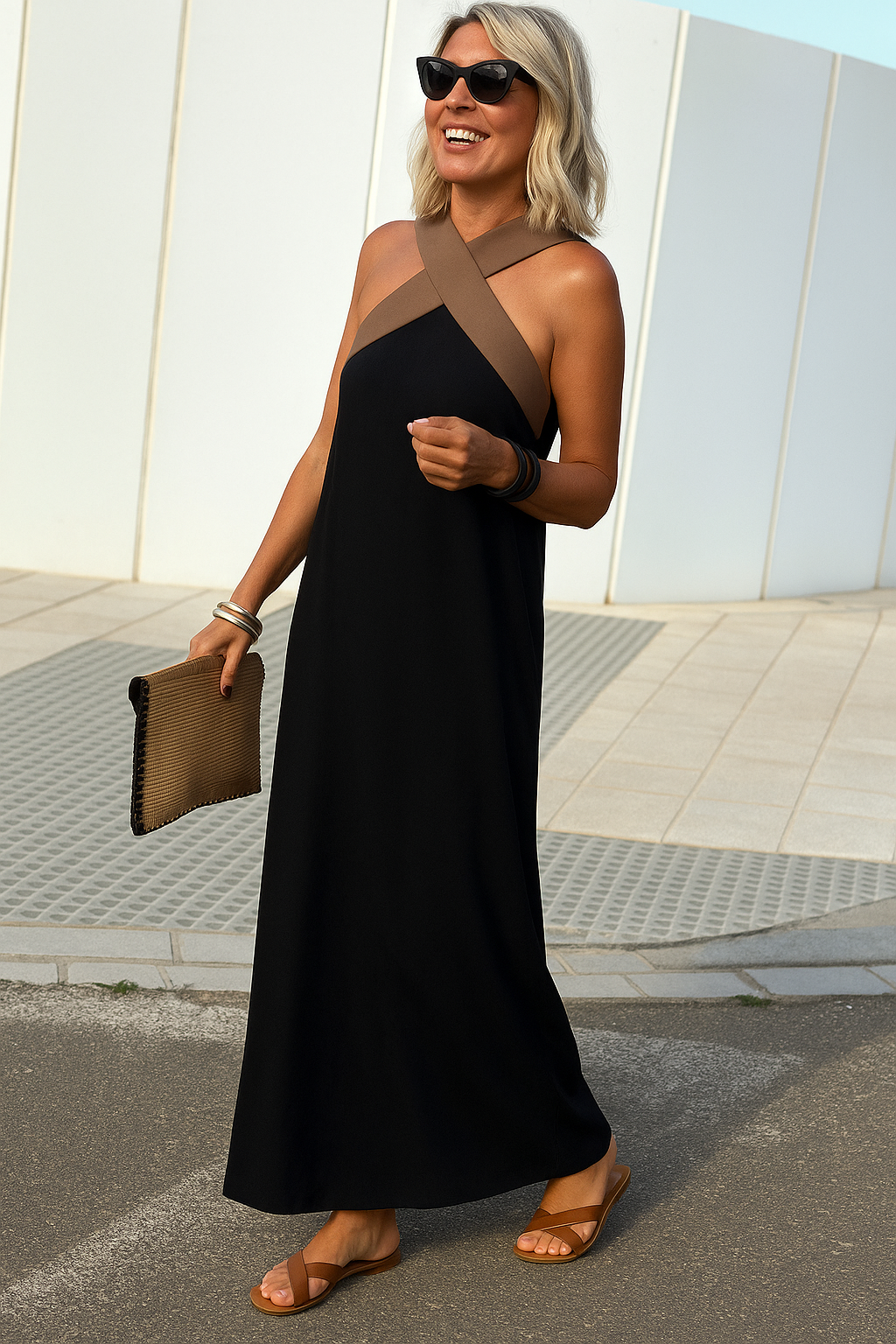 Aimee | Lightweight and Comfortable Cross-Back Maxi Dress