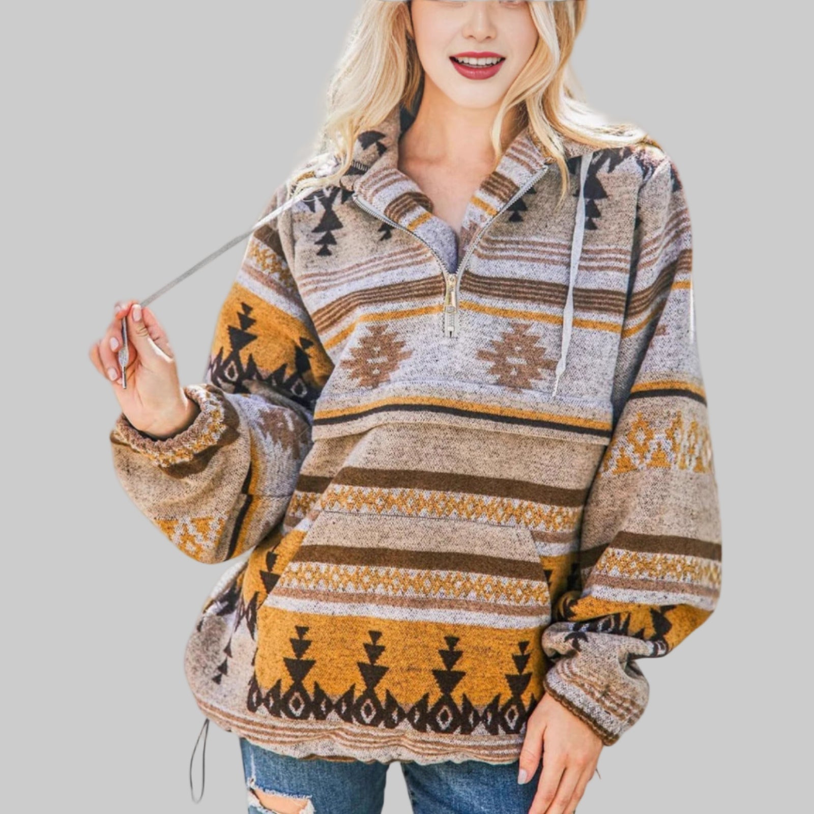 Senach – Comfy Oversized Zip-Up Hoodie Sweatshirt