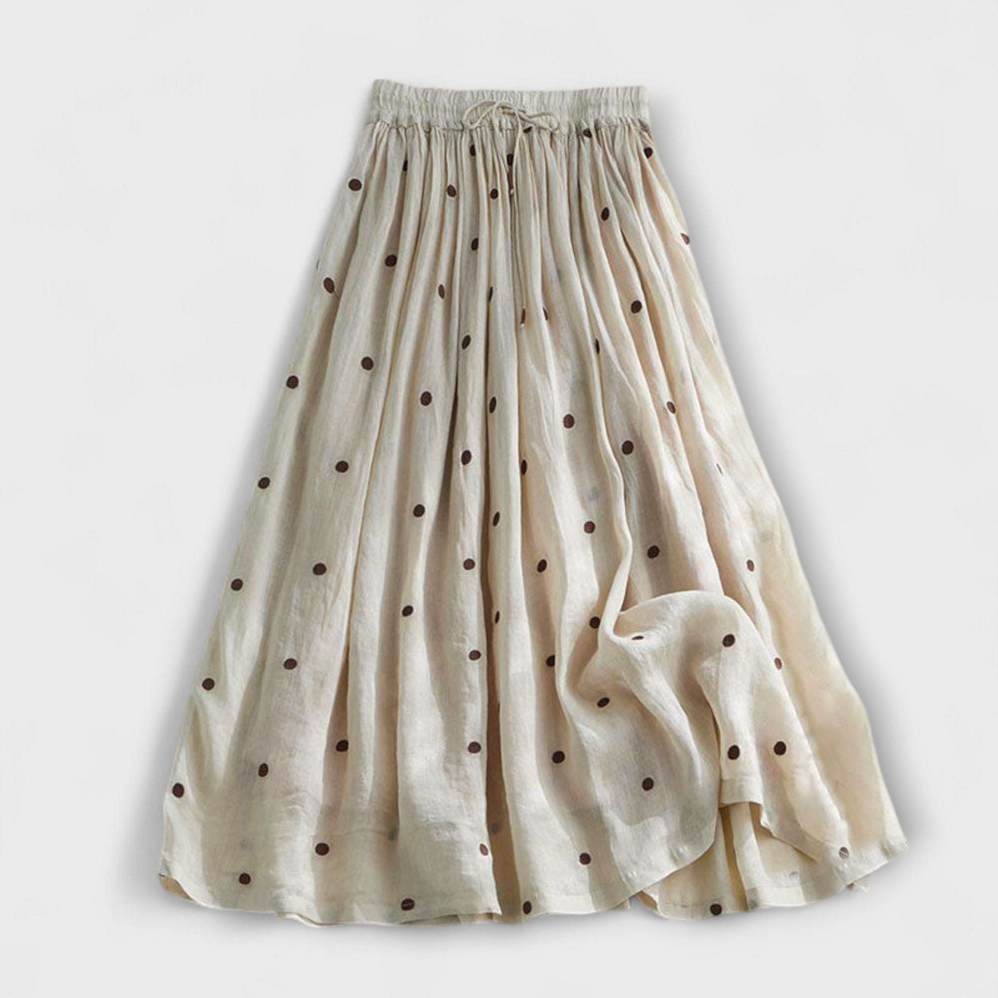 Playful Polka Dot Maxi Skirt Made of Cotton-Linen