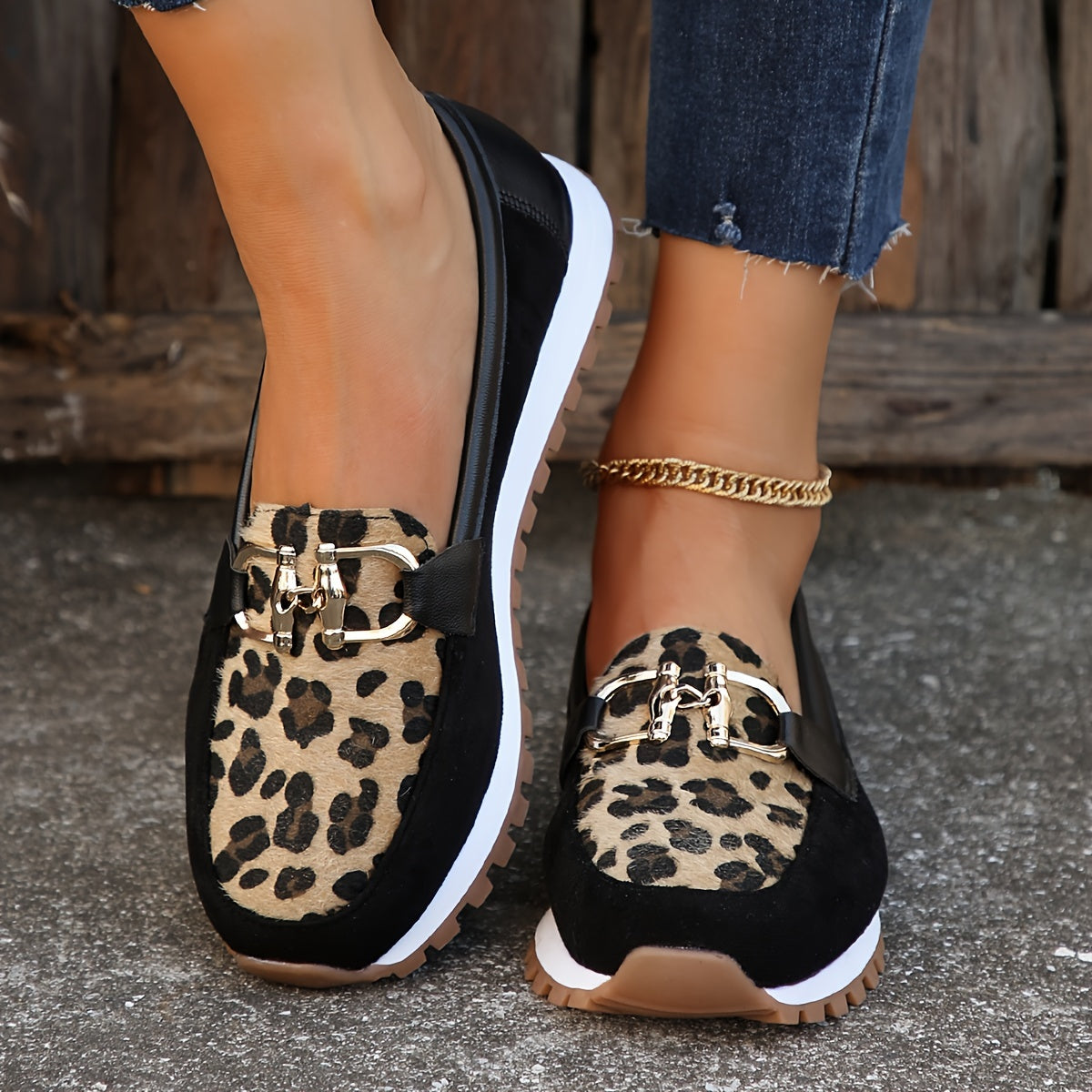 Animal Print Cushioned Loafers