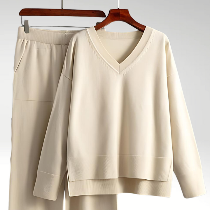 Carol | Elegant V-Neck Luxe Two-Piece Set