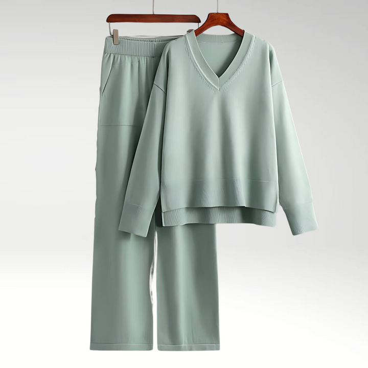 Carol | Elegant V-Neck Luxe Two-Piece Set