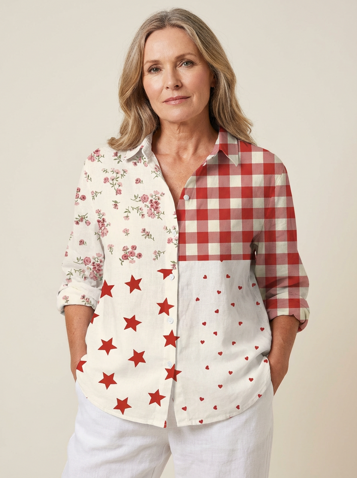 Elise | Rustic Patchwork Blouse