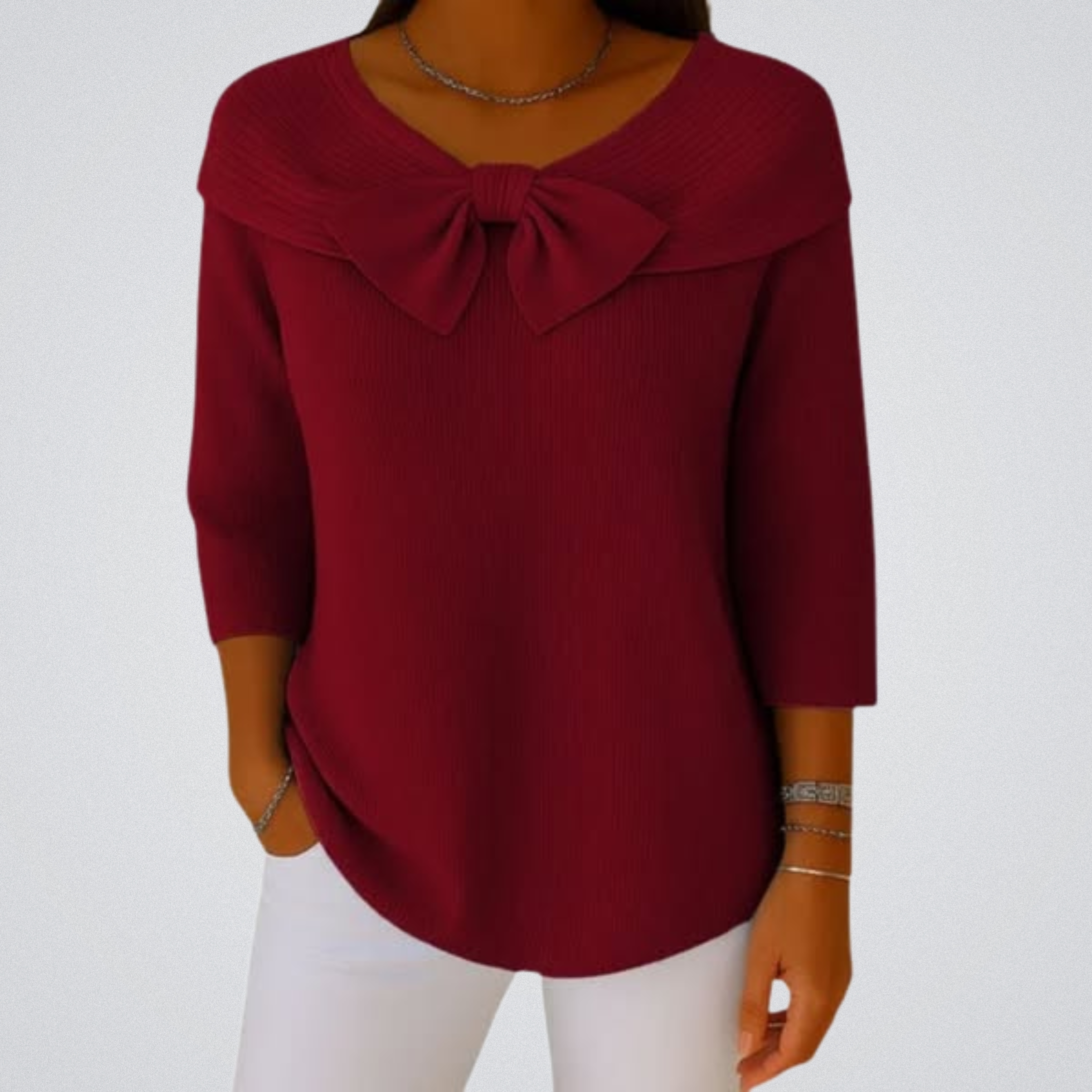 Serenna – Women's Sweater with Bow and Round Neckline