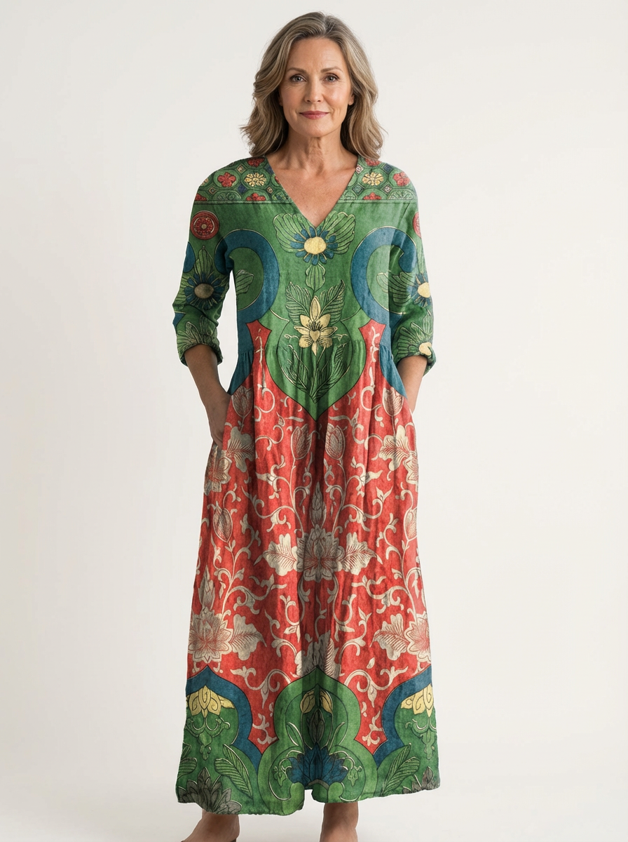 Elara | Retro Floral Pattern Dress