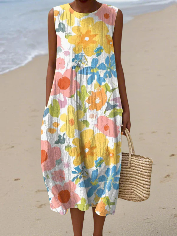 Ella™ Midi Dress in Pastel Floral Print