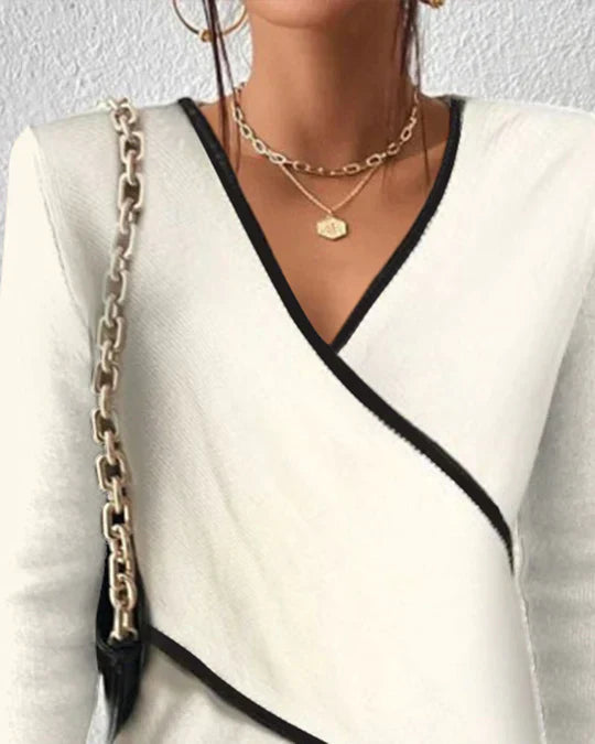 Celeste | Elegant Contrast Wrap Top