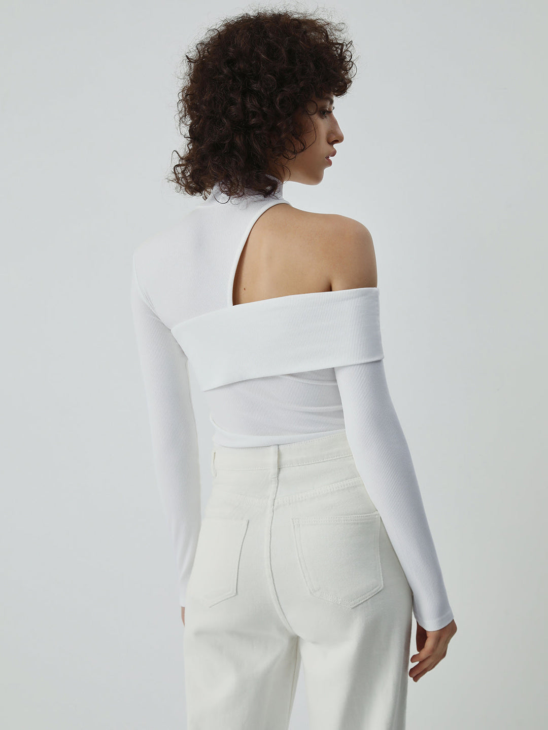 KAIA™ Asymmetrical High Neck Knit top