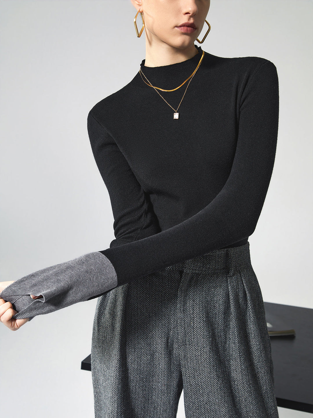CLAIRE™ Contrast Cuff Knit relaxed fit