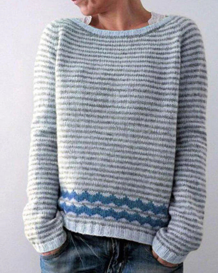 Women’s Casual Knit Sweater Cozy Printed Pullover