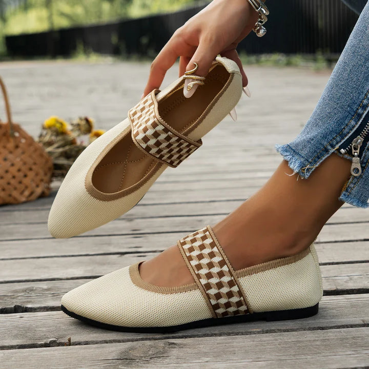 Amara | Check Strap Pointed Toe Flats