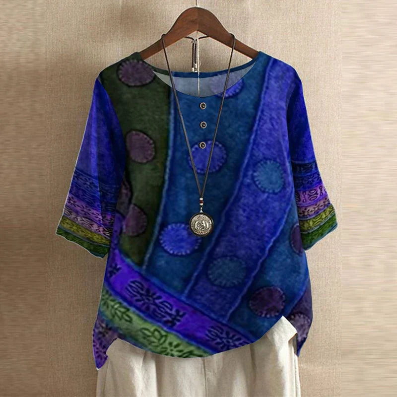 Women’s Vintage Floral Loose Fit  Boho Blouse