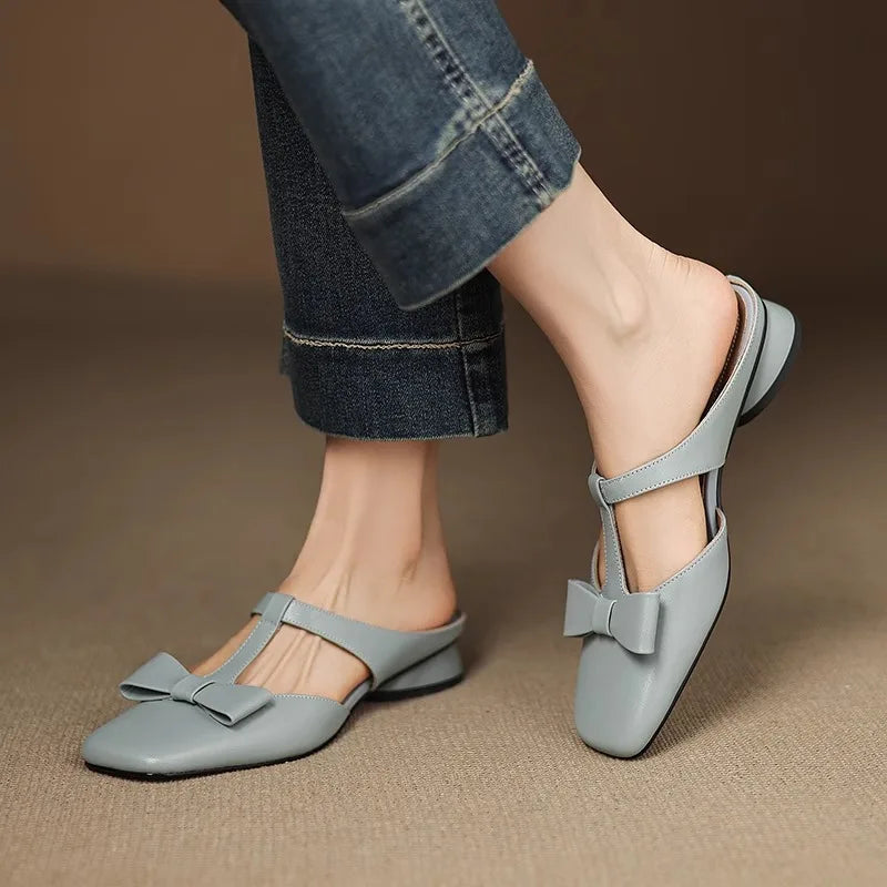 Clara | Bow Strap Slip-On Flats