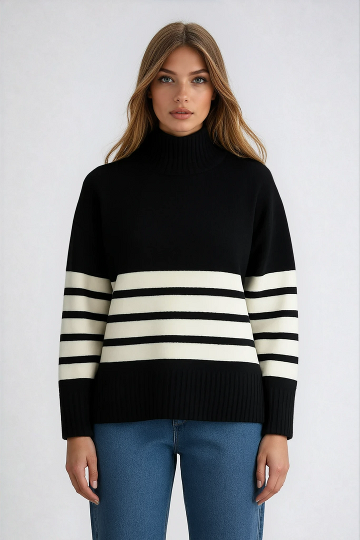 SOPHIA™ Mock Neck Knit striped classic