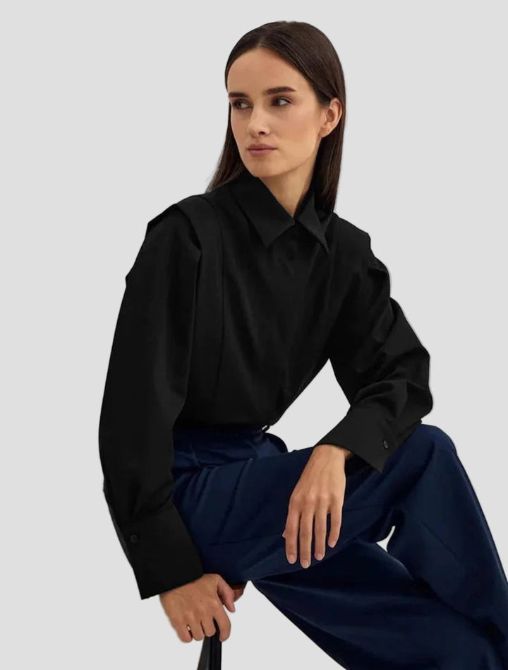 Elegant Women's Square Neck Button Down Shirt