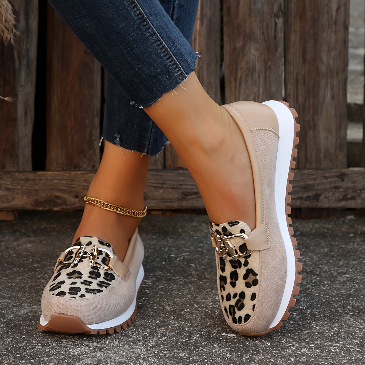 Animal Print Cushioned Loafers