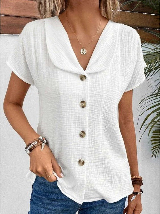 Celestine | Buttoned Cropped Women’s Blouse