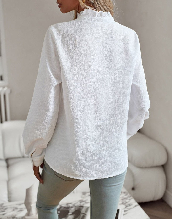 Delina | Ruffled Button-Up Blouse