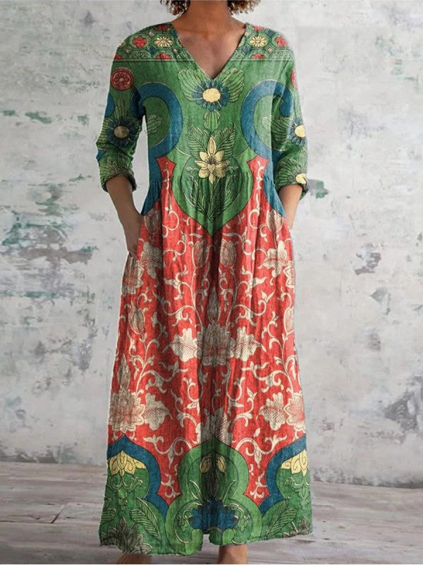 Elara | Retro Floral Pattern Dress