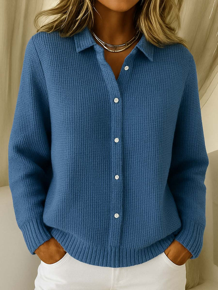 Women’s Casual Knit Button-Up Collared Sweater