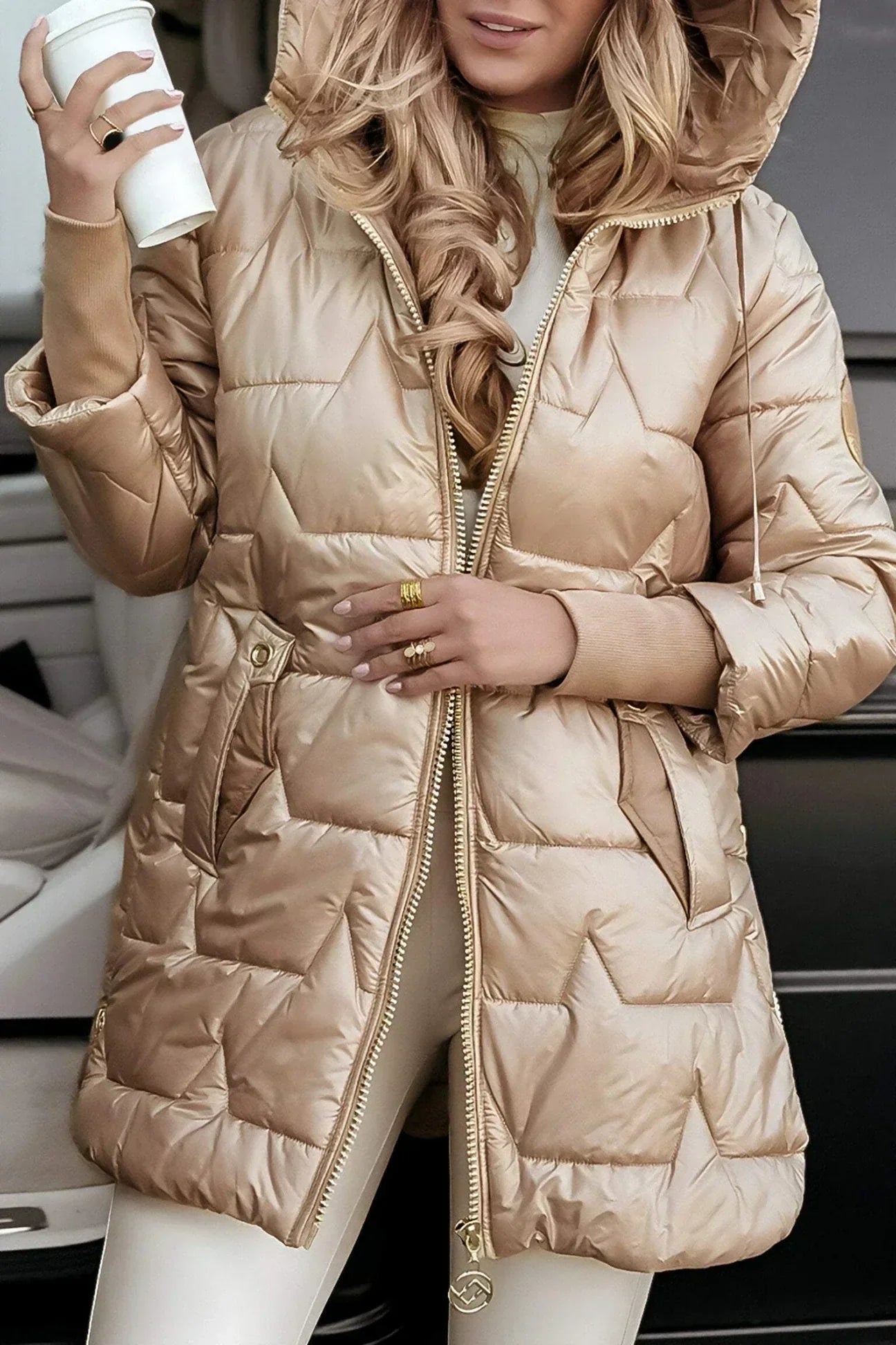 Flann – Elegant Padded Winter Coat with Hood