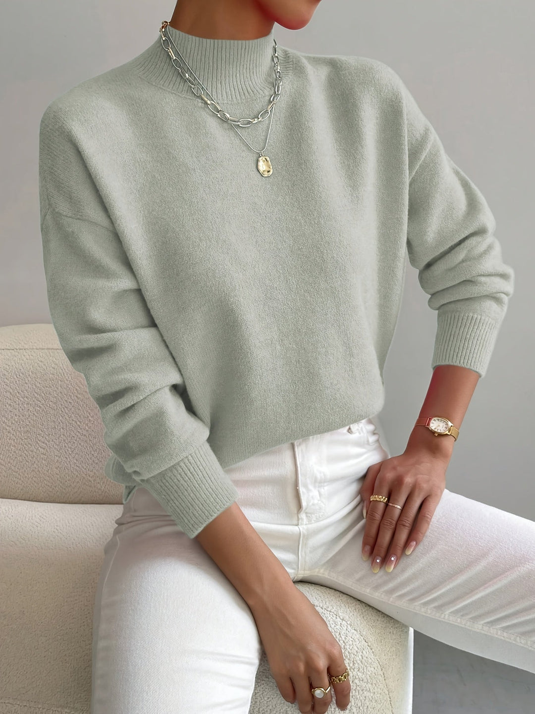 Elegant Turtleneck Knitwear Warm