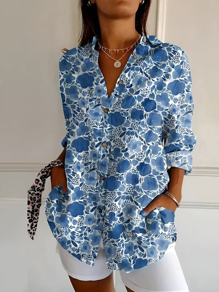 Maia | Floral Wave Print Cotton Top